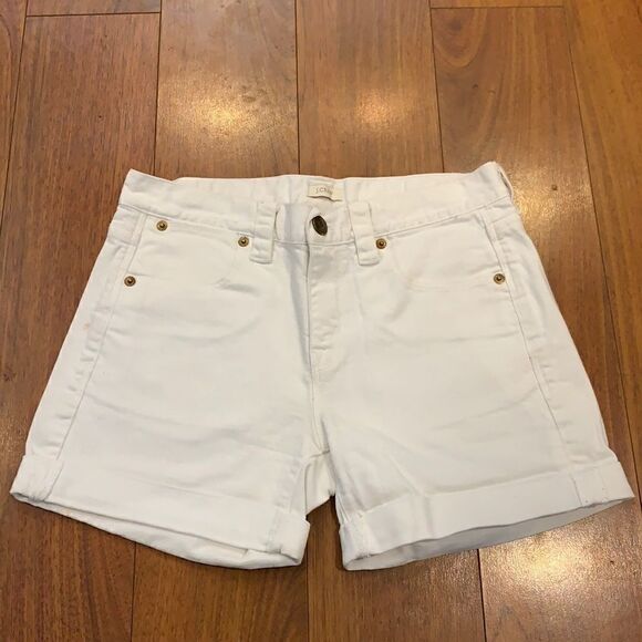 J. Crew White Denim Cuffed Shorts Size 24 - Picture 1 of 6